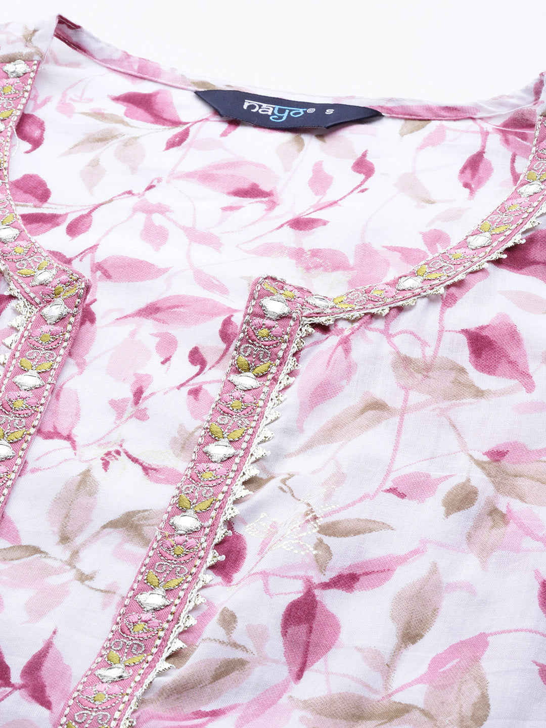Women's Pink Embroidered Flared Dress With Prinrted Jacket