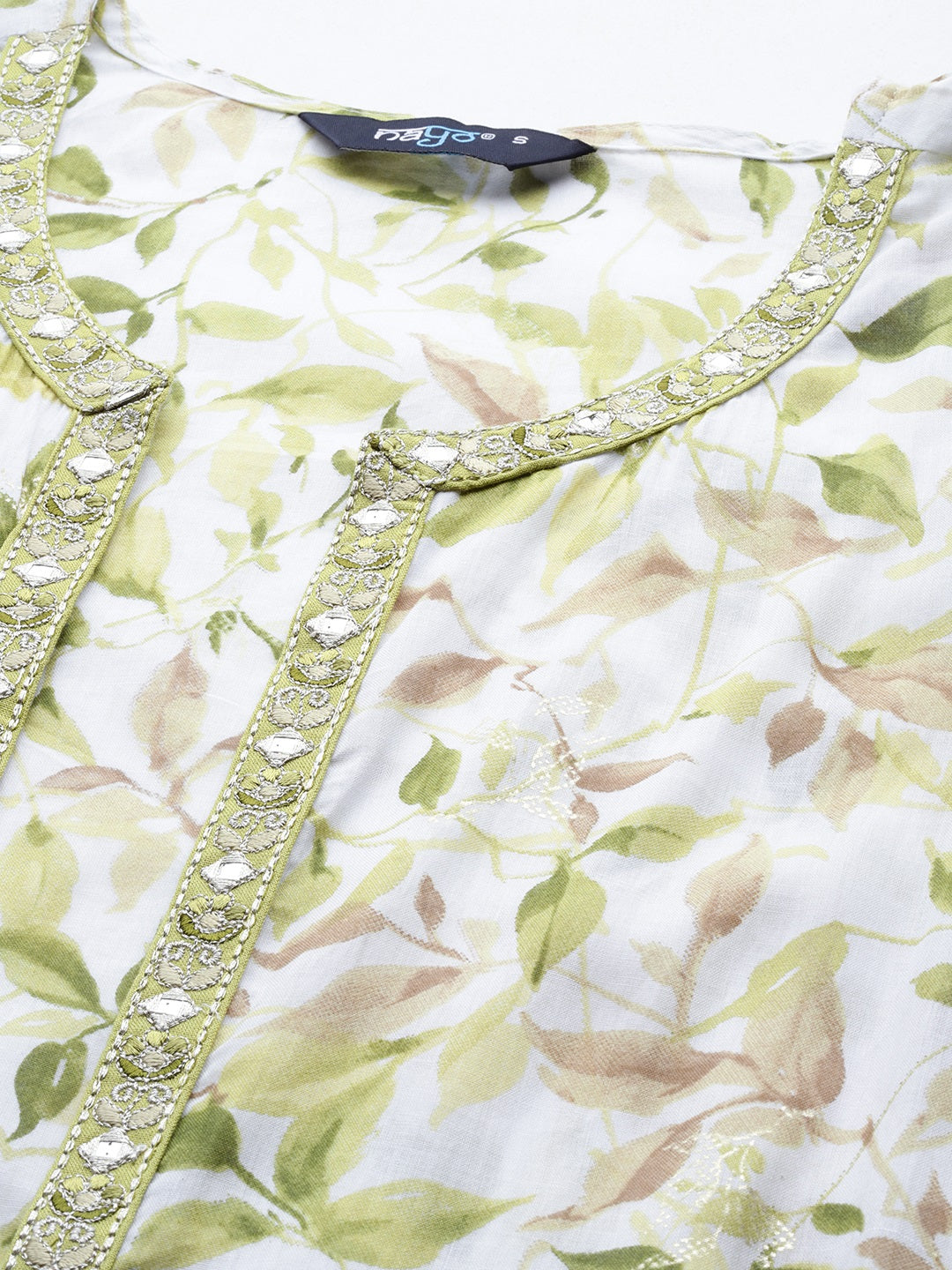 Women's Green Embroidered Flared Dress With Prinrted Jacket