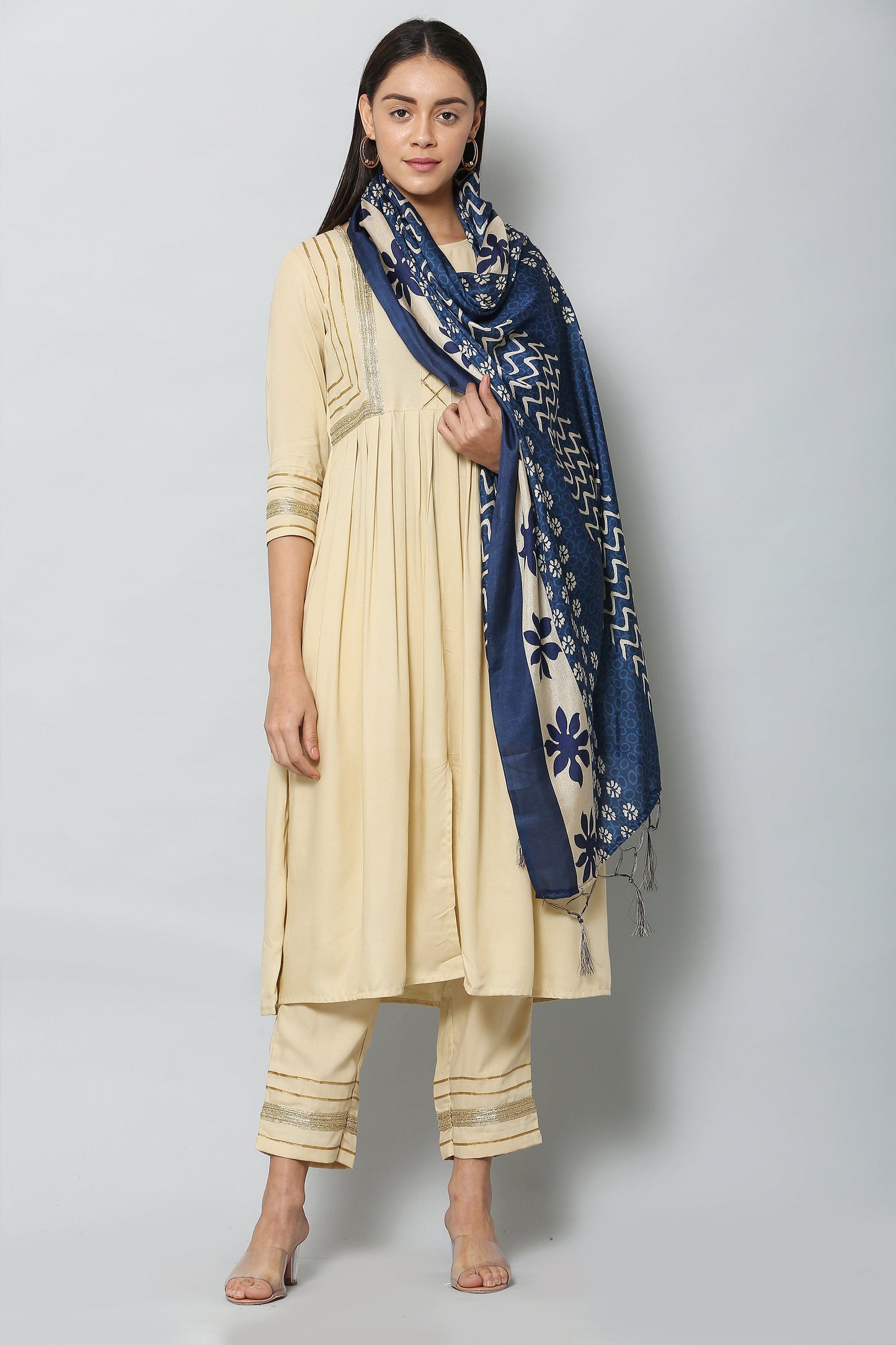 Women's Blue Color Art Silk Digital Printed Dupatta