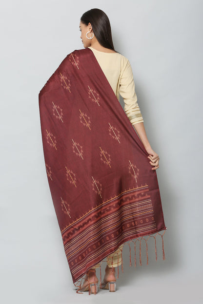 Women's Maroon Color Art Silk Digital Printed Dupatta