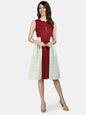 Women Red and White Printed Cotton dress by Myshka (