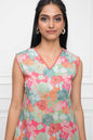 Women's Multi Floral Rayon A-Line V-Neck Kurtis