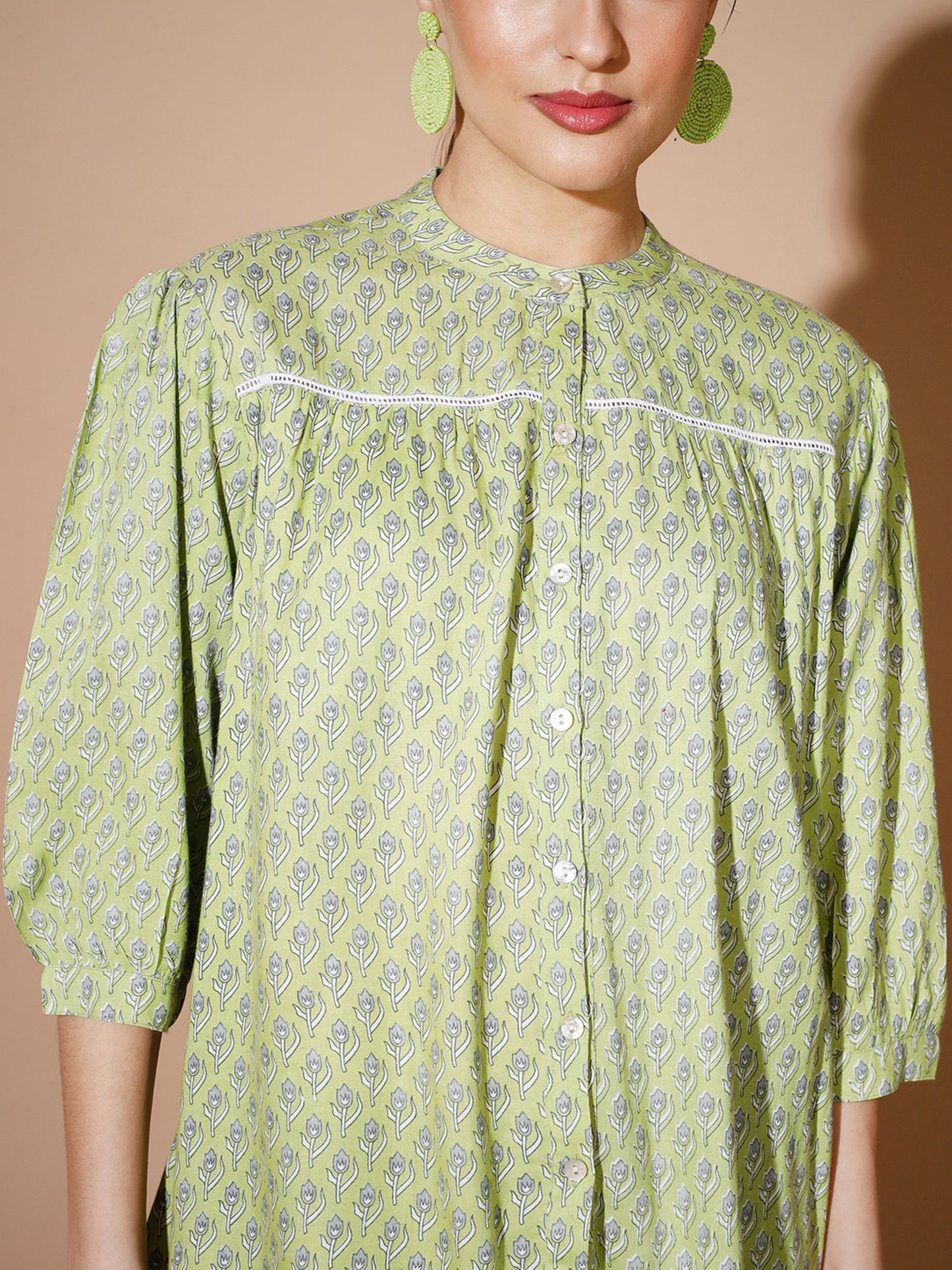 Women's Green Ethnic Motifs Tops