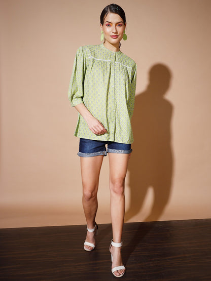 Women's Green Ethnic Motifs Tops
