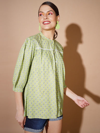 Women's Green Ethnic Motifs Tops