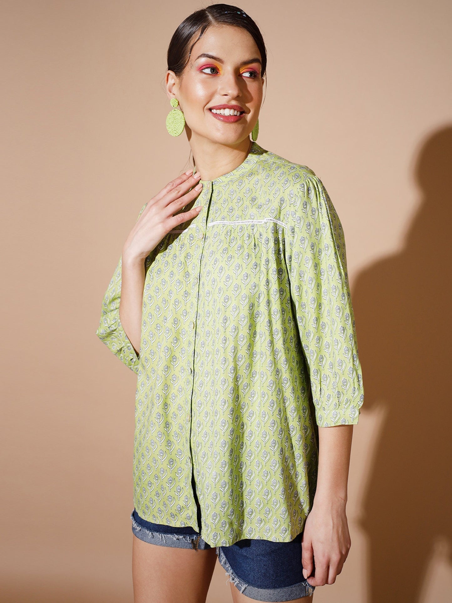 Women's Green Ethnic Motifs Tops