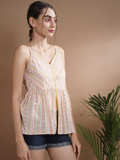 Women's Multi Printed Sweetheart Neck Top