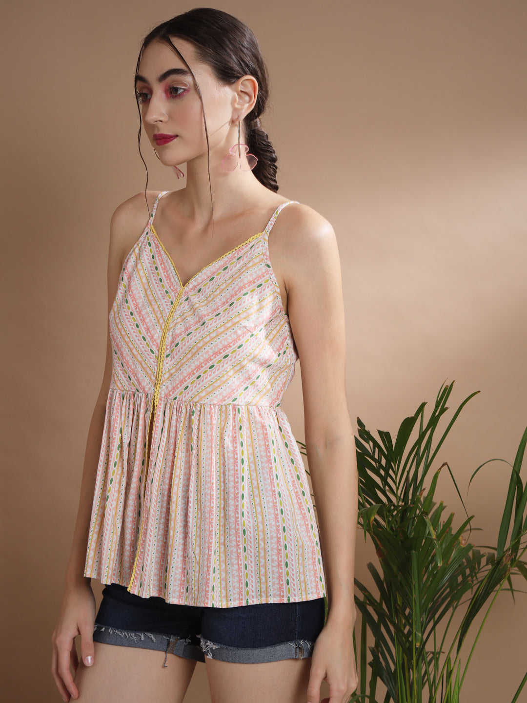 Women's Multi Printed Sweetheart Neck Top