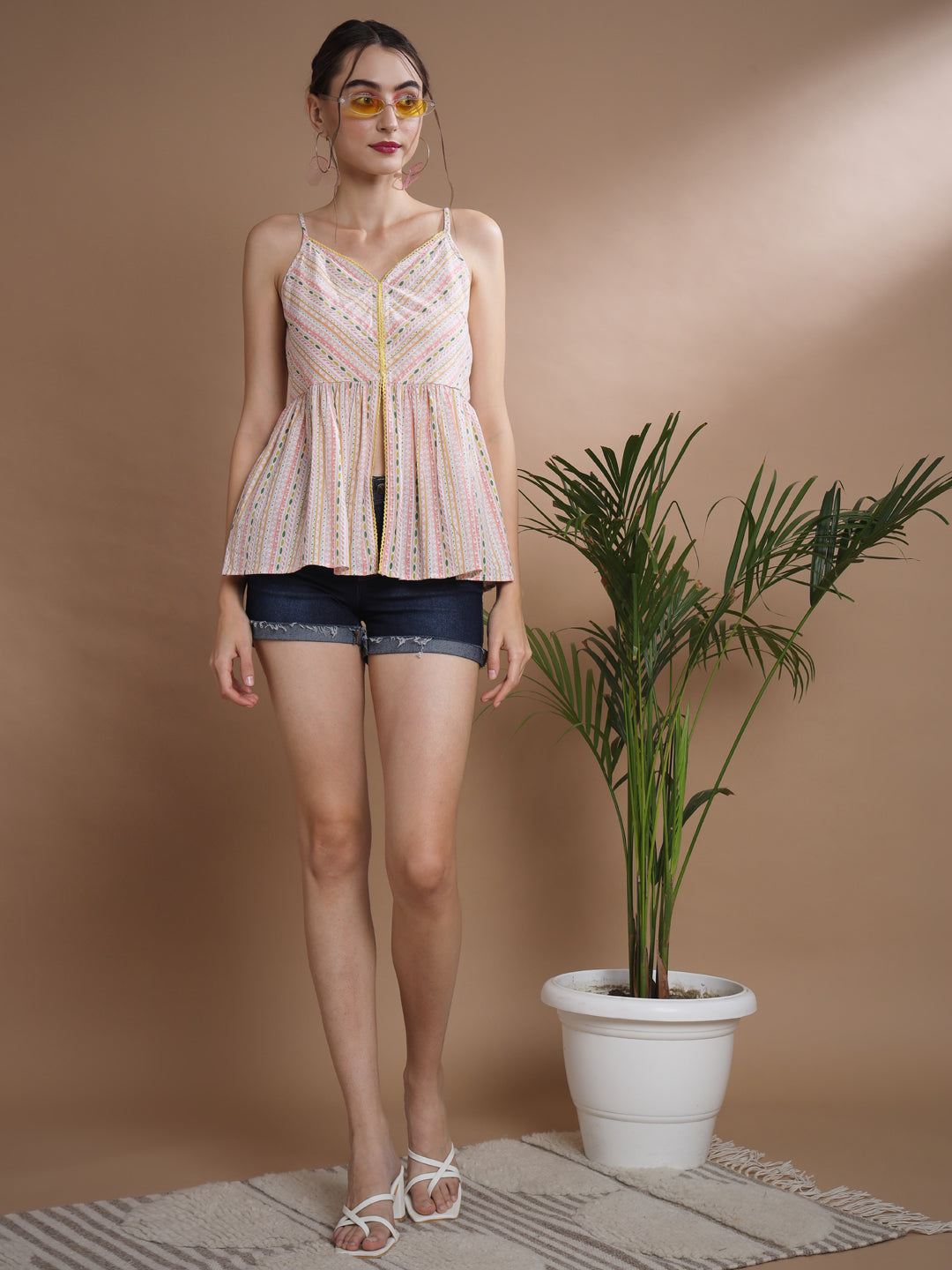 Women's Multi Printed Sweetheart Neck Top