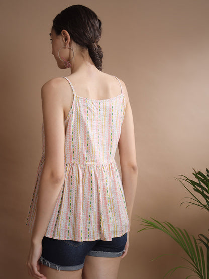 Women's Multi Printed Sweetheart Neck Top