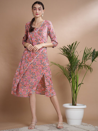 Women's Multi Floral Printed A-Line Dress