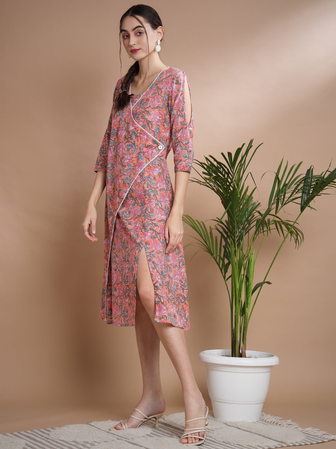 Women's Multi Floral Printed A-Line Dress