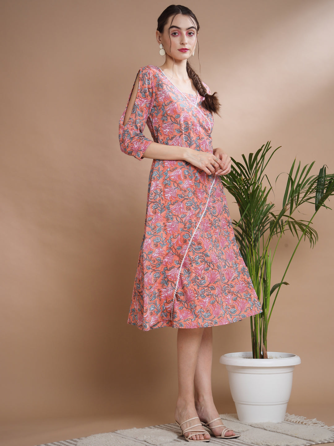 Women's Multi Floral Printed A-Line Dress