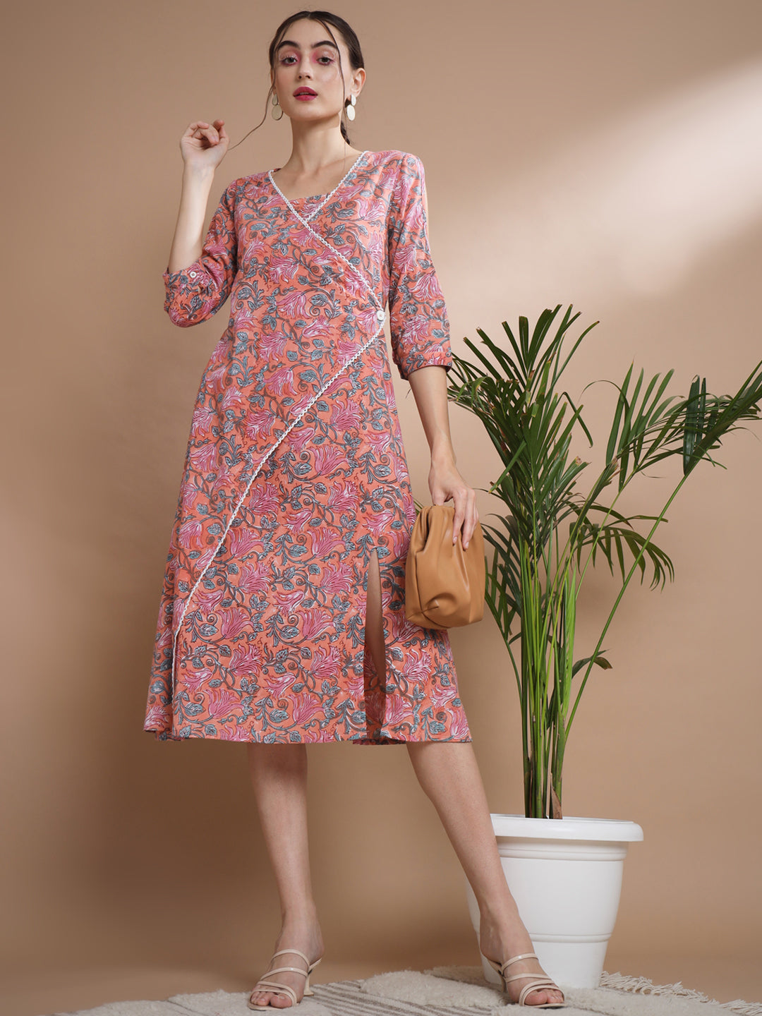Women's Multi Floral Printed A-Line Dress
