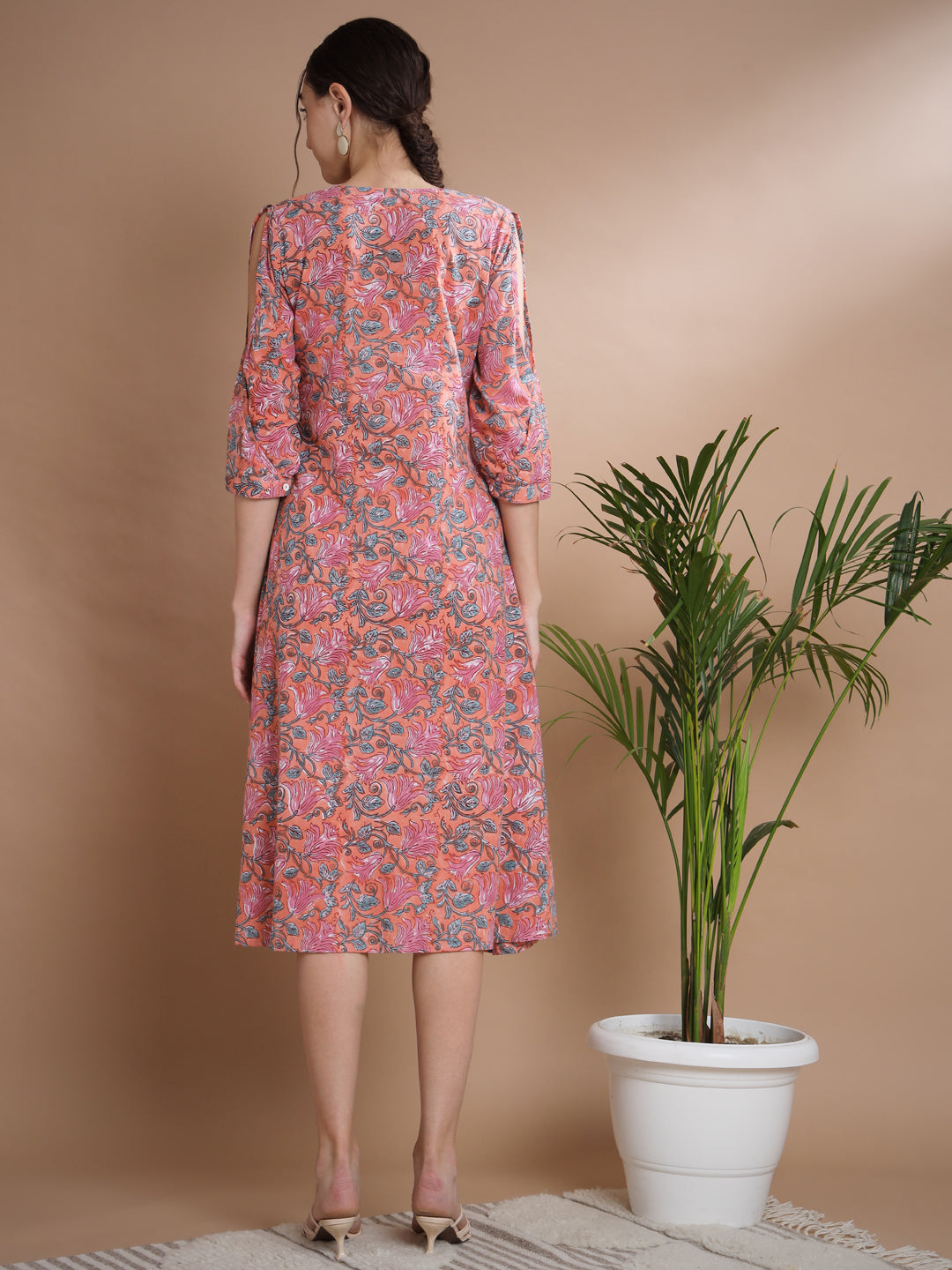 Women's Multi Floral Printed A-Line Dress