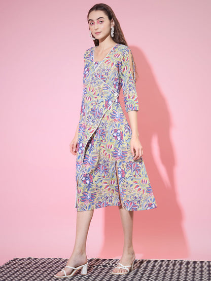 Women's Multi Floral Printed A-Line Dress