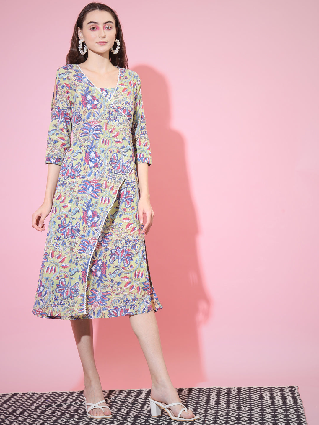 Women's Multi Floral Printed A-Line Dress