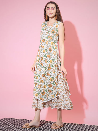 Women's Multi Floral Printed Gown Dress