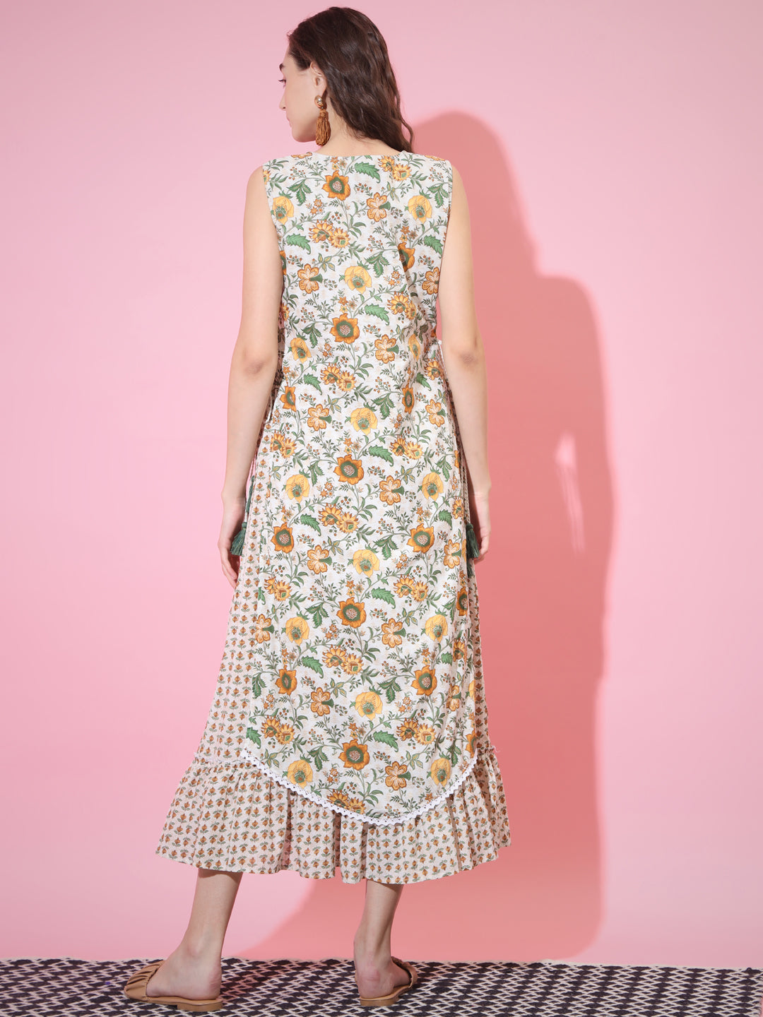 Women's Multi Floral Printed Gown Dress