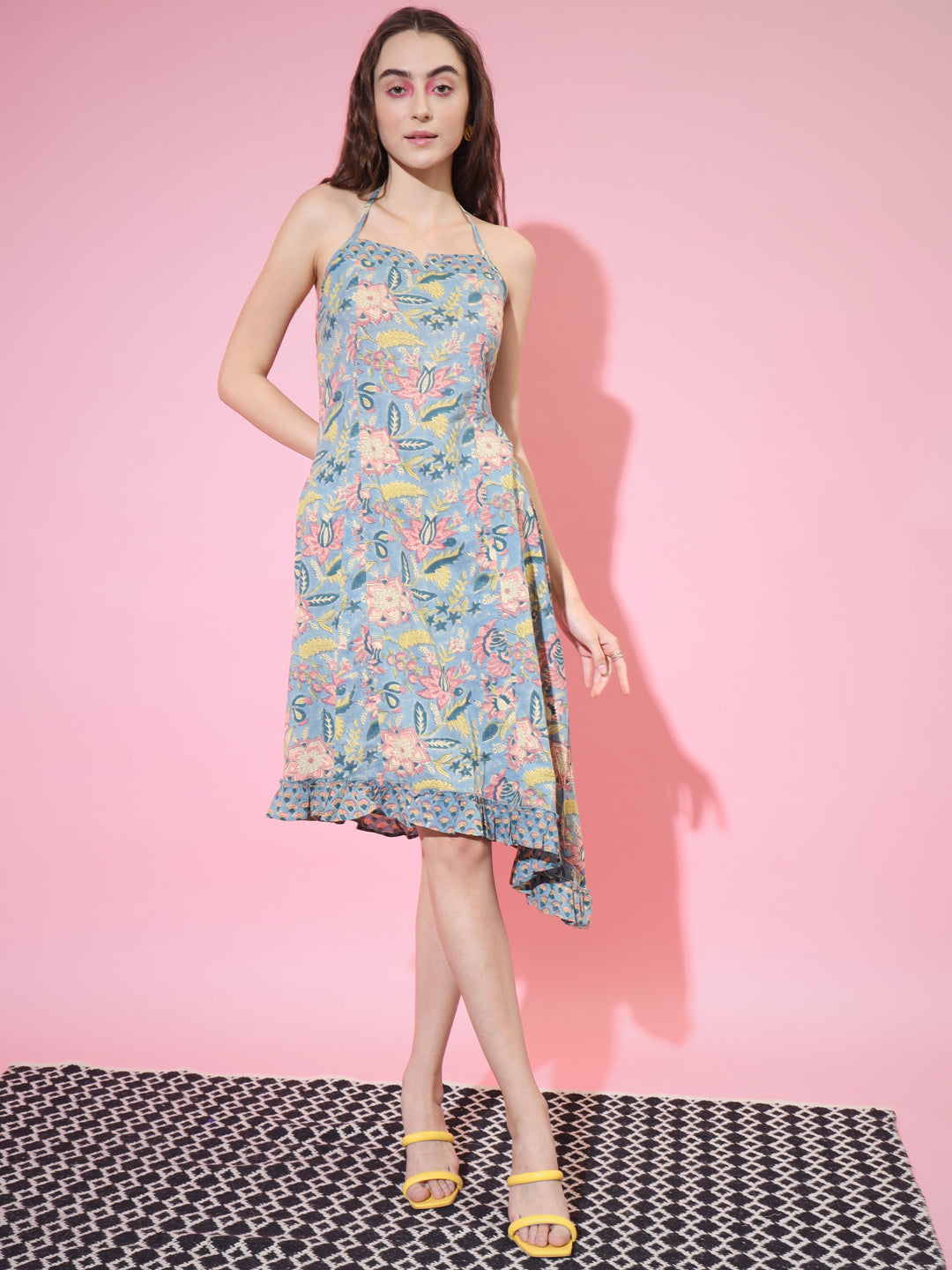 Women's Multi Floral Printed Fit And Flare Dress