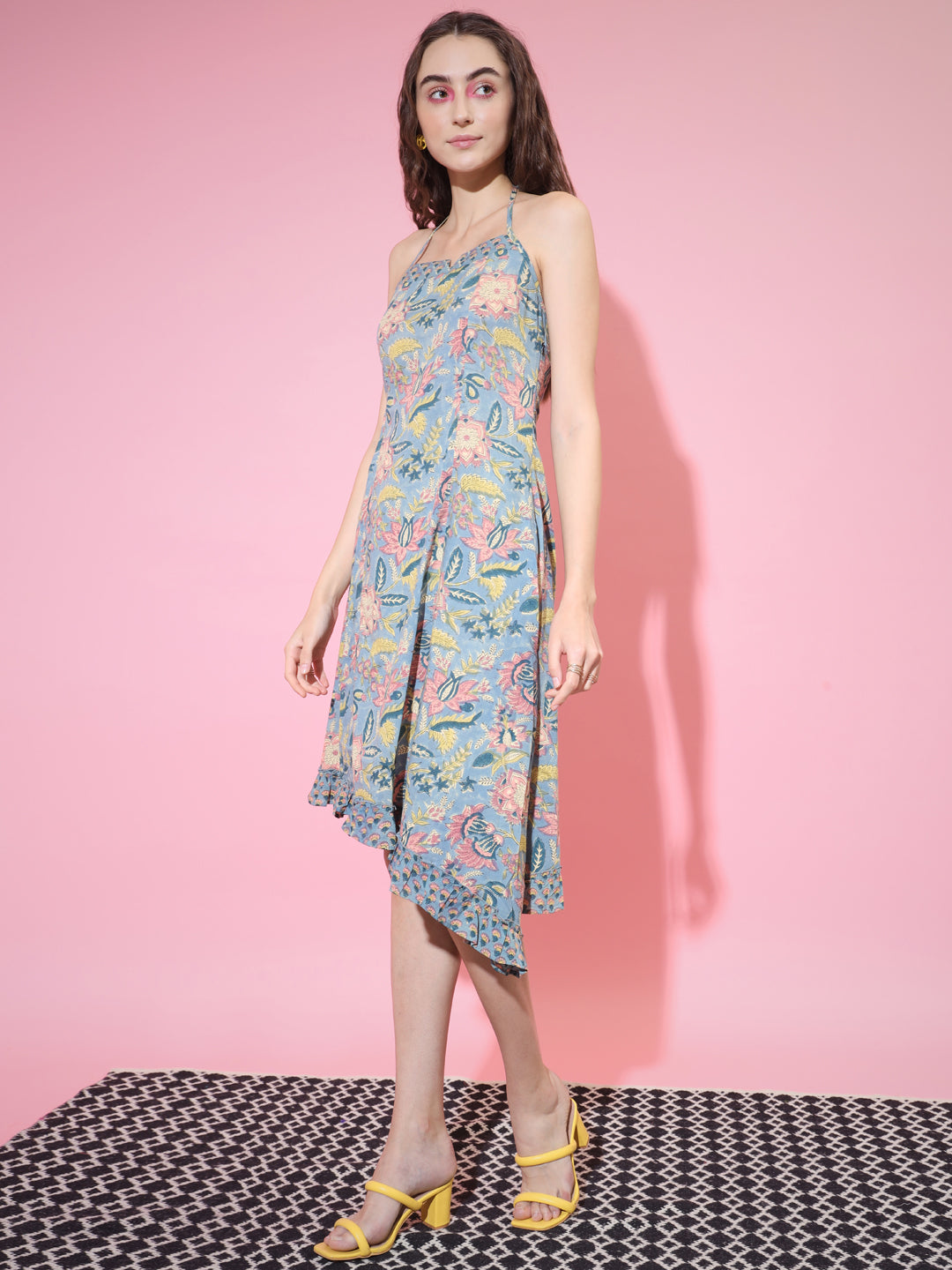 Women's Multi Floral Printed Fit And Flare Dress