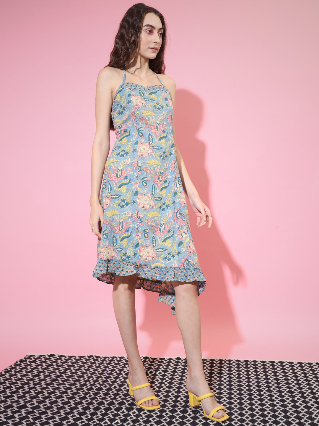 Women's Multi Floral Printed Fit And Flare Dress