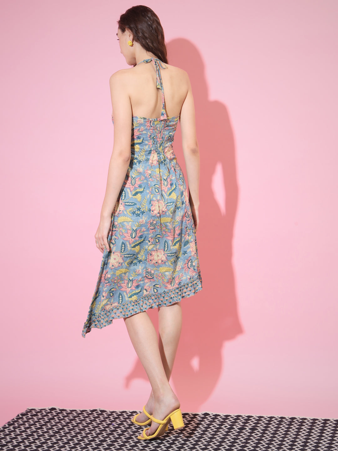 Women's Multi Floral Printed Fit And Flare Dress