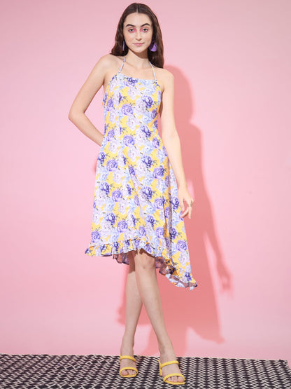 Women's Multi Floral Printed Fit And Flare Dress