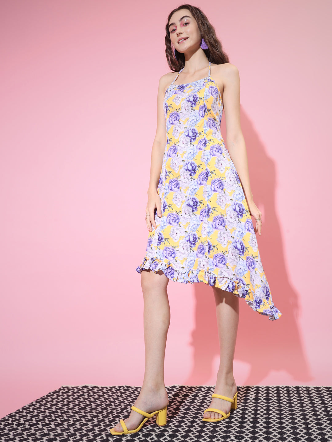Women's Multi Floral Printed Fit And Flare Dress