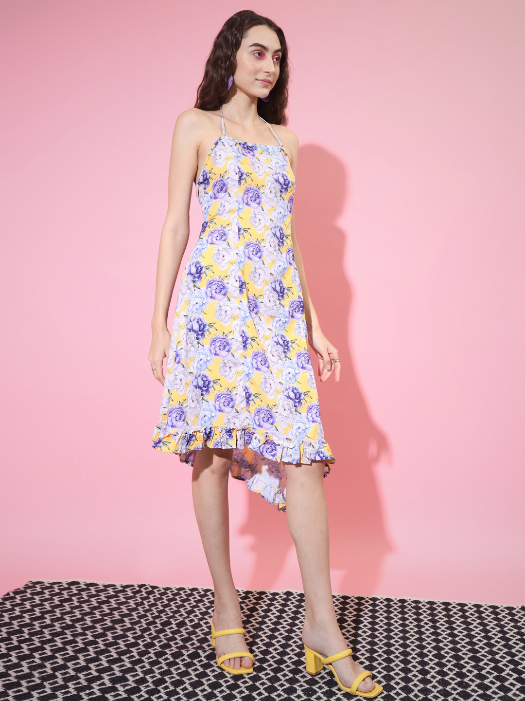 Women's Multi Floral Printed Fit And Flare Dress