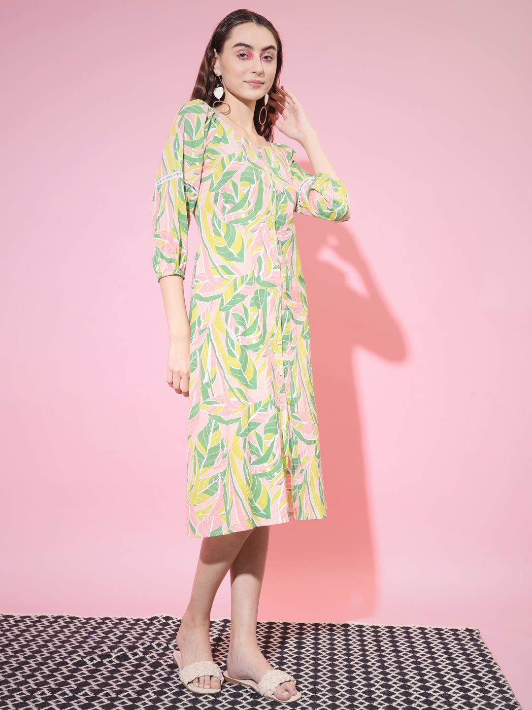 Women's Multi Abstract Printed A-Line Dress
