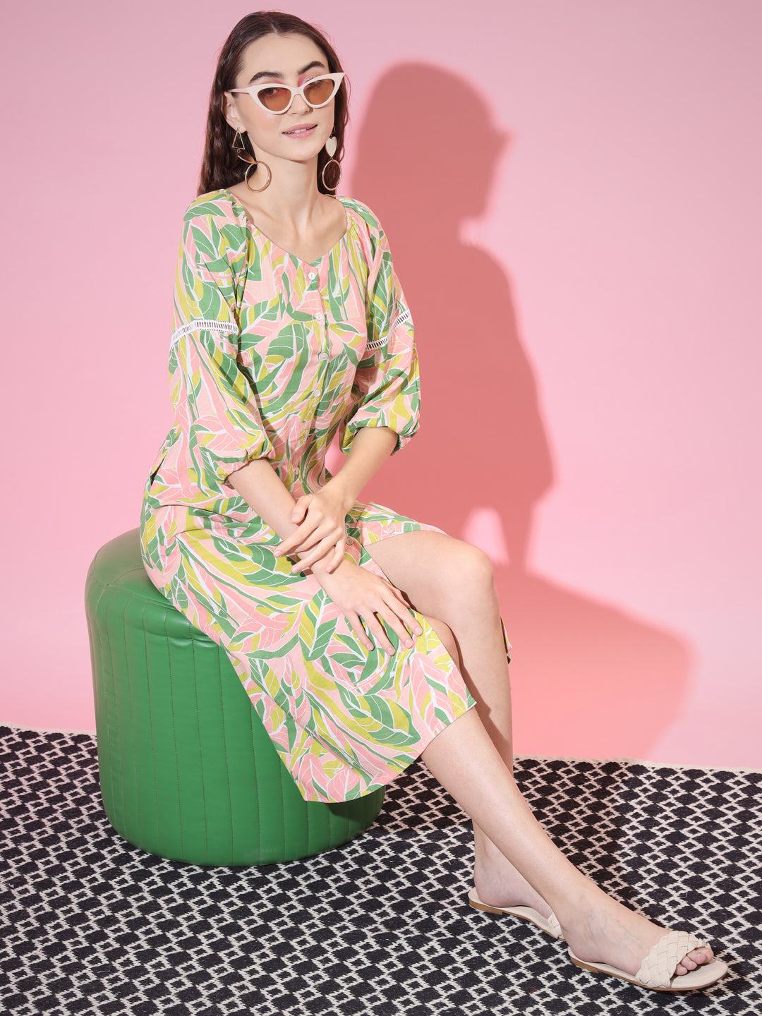 Women's Multi Abstract Printed A-Line Dress