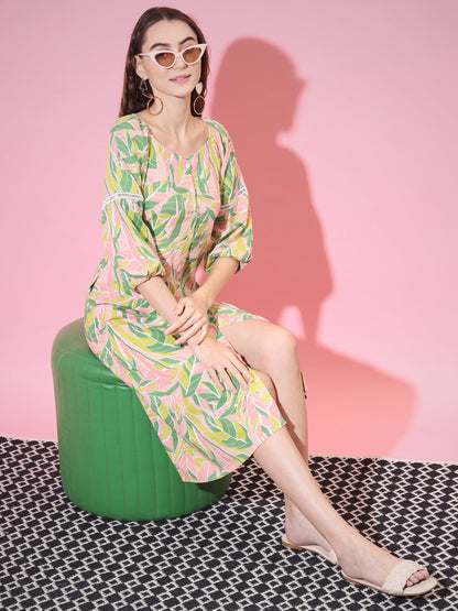 Women's Multi Abstract Printed A-Line Dress