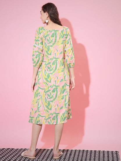 Women's Multi Abstract Printed A-Line Dress