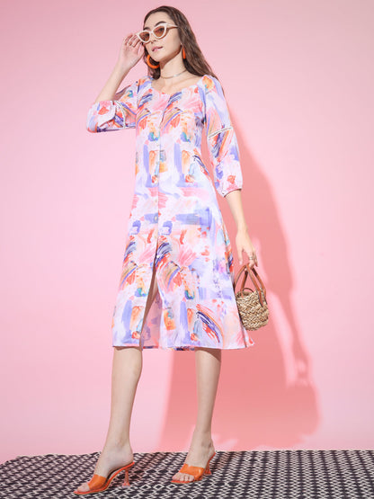 Women's Multi Abstract Printed A-Line Dress