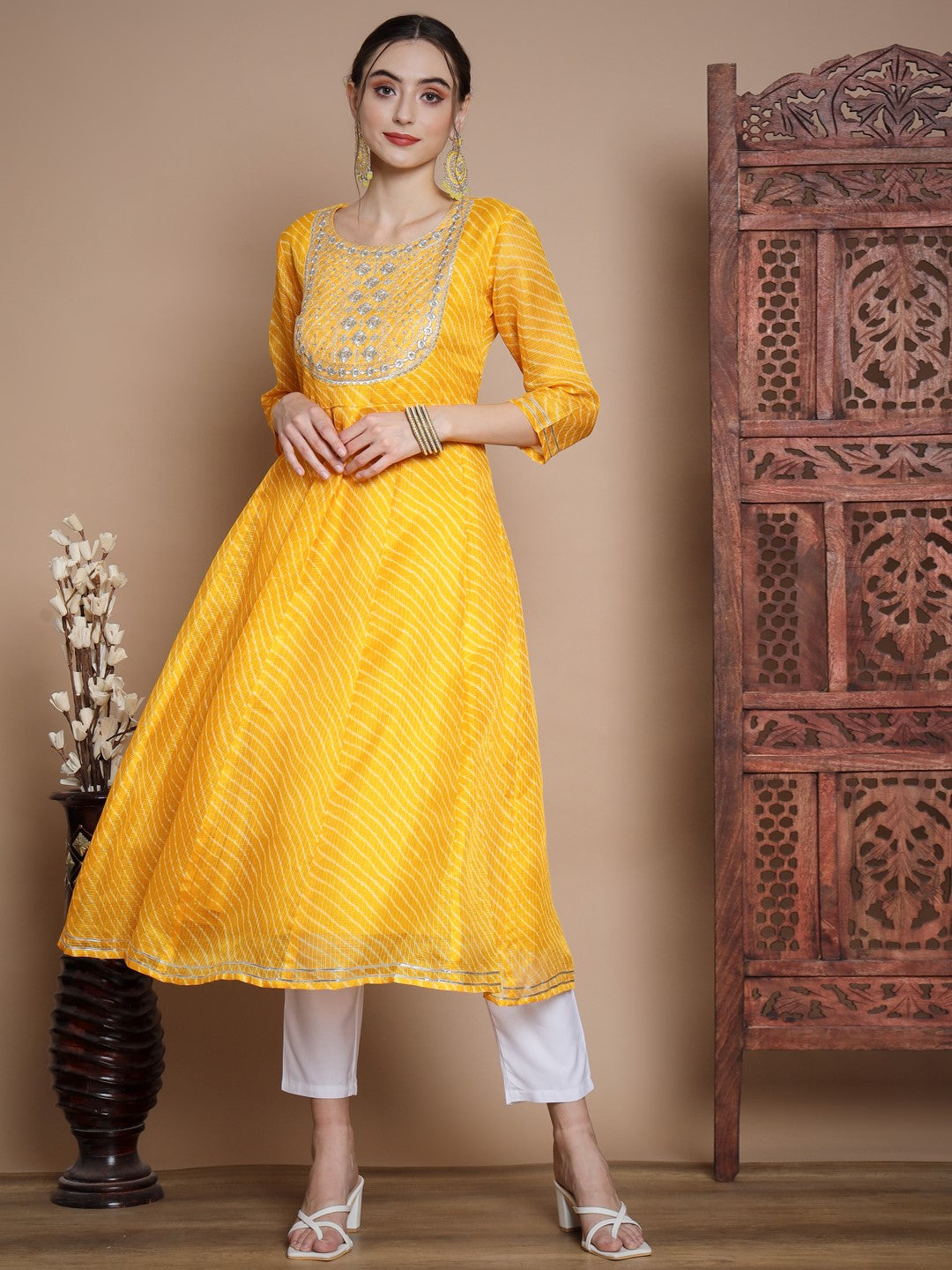 Women's Yellow Anarkali Kurta
