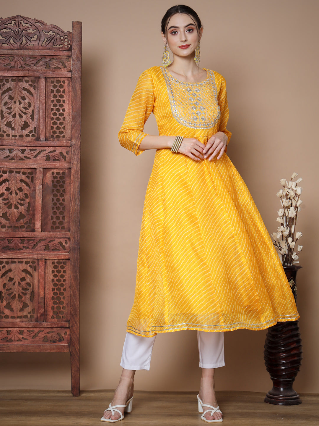 Women's Yellow Anarkali Kurta