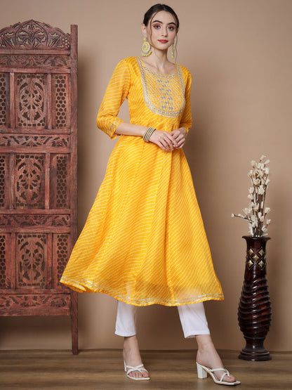 Women's Yellow Anarkali Kurta