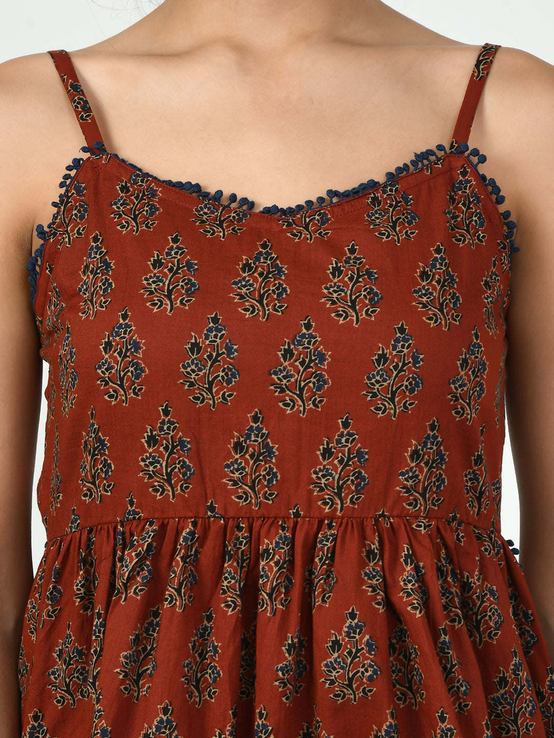 Women's Rust Ethnic Motifs Printed Top