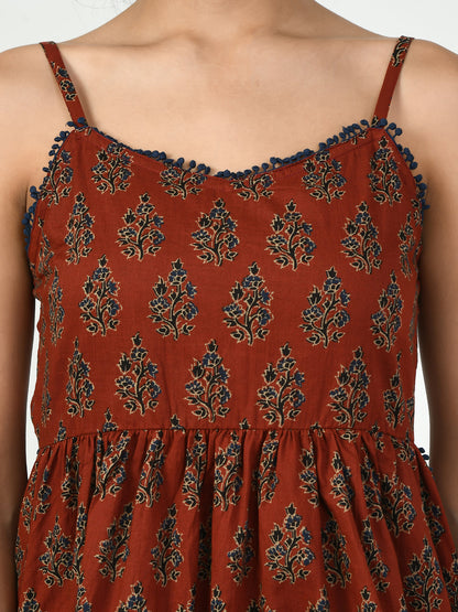 Women's Rust Ethnic Motifs Printed Top
