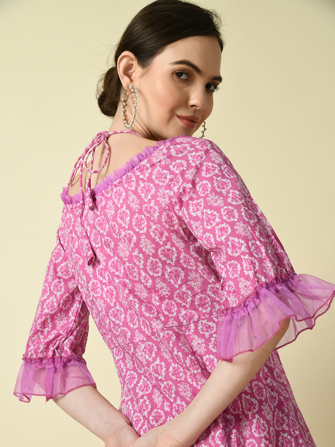 Women's Pink Empire Printed Dress
