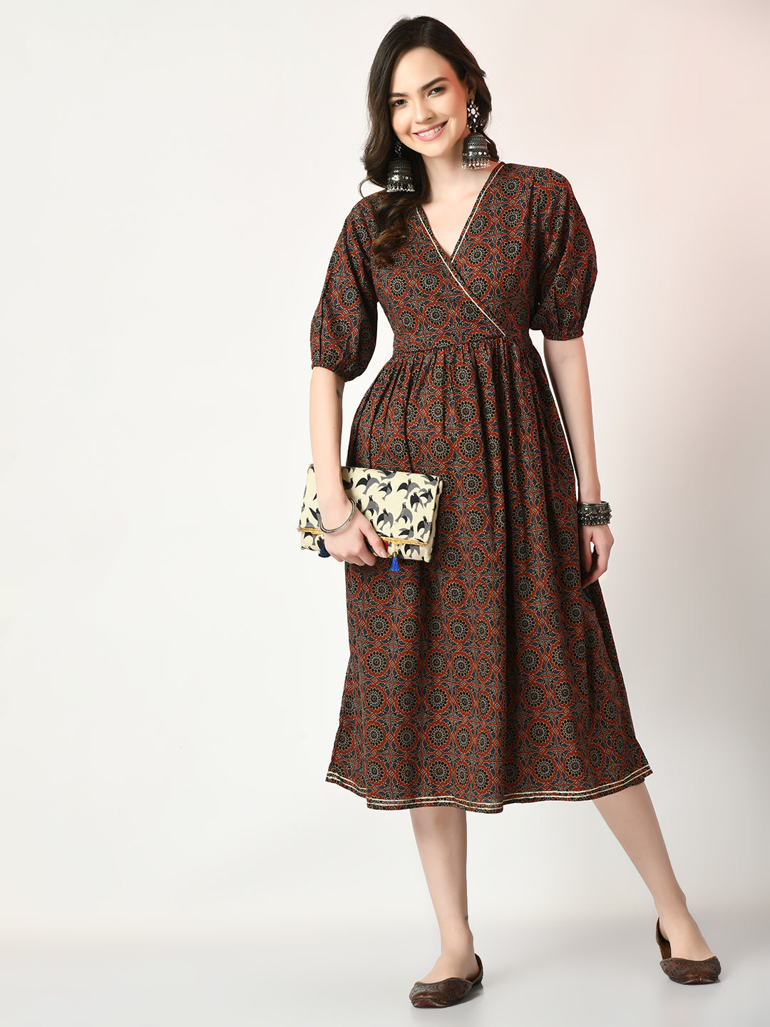 Women's Multi Empire Printed Dress