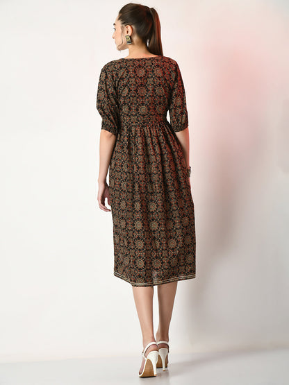 Women's Multi Empire Printed Dress
