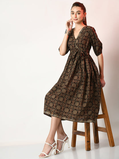 Women's Multi Empire Printed Dress