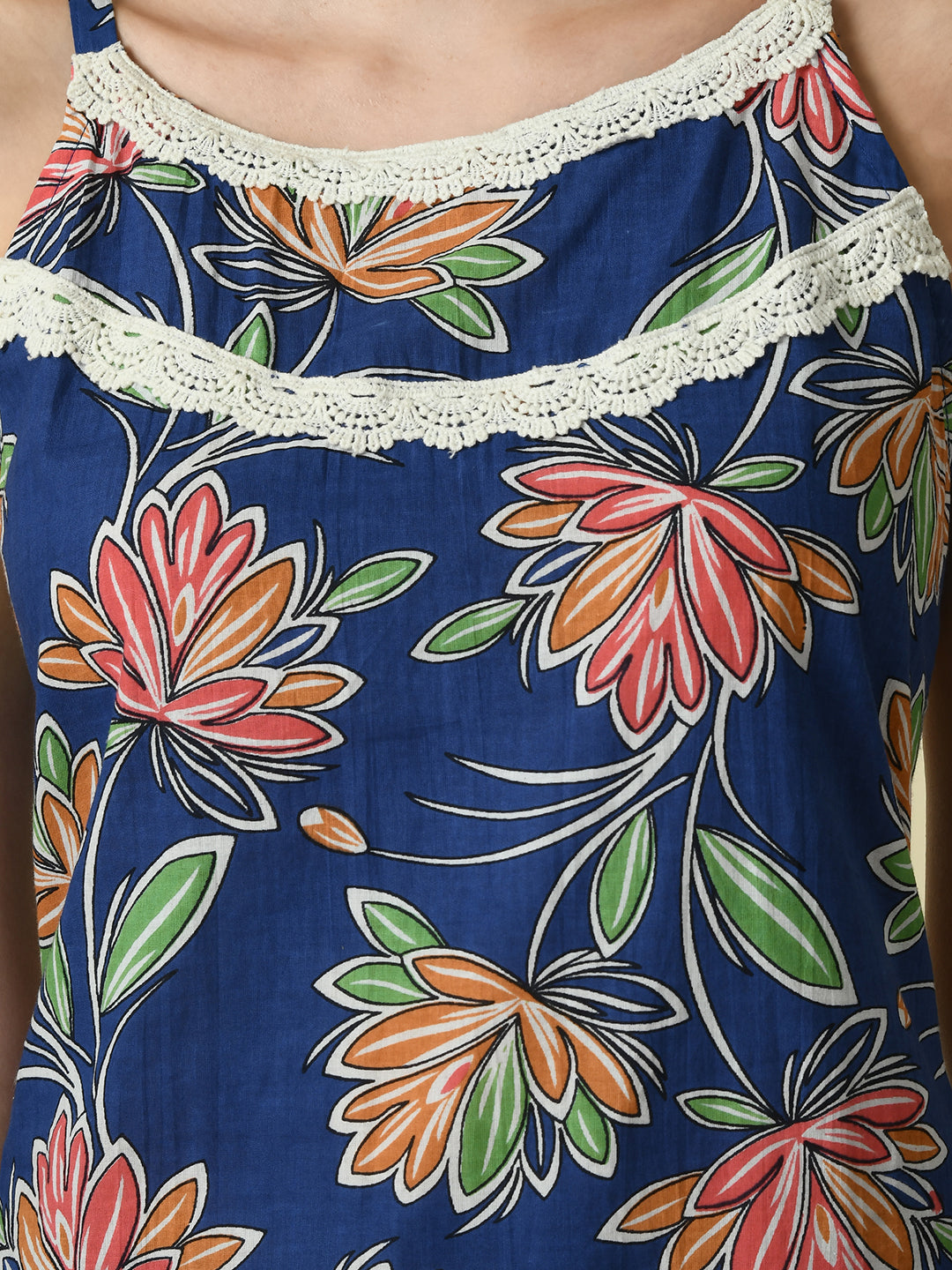 Women's Blue Straight Printed Kurta