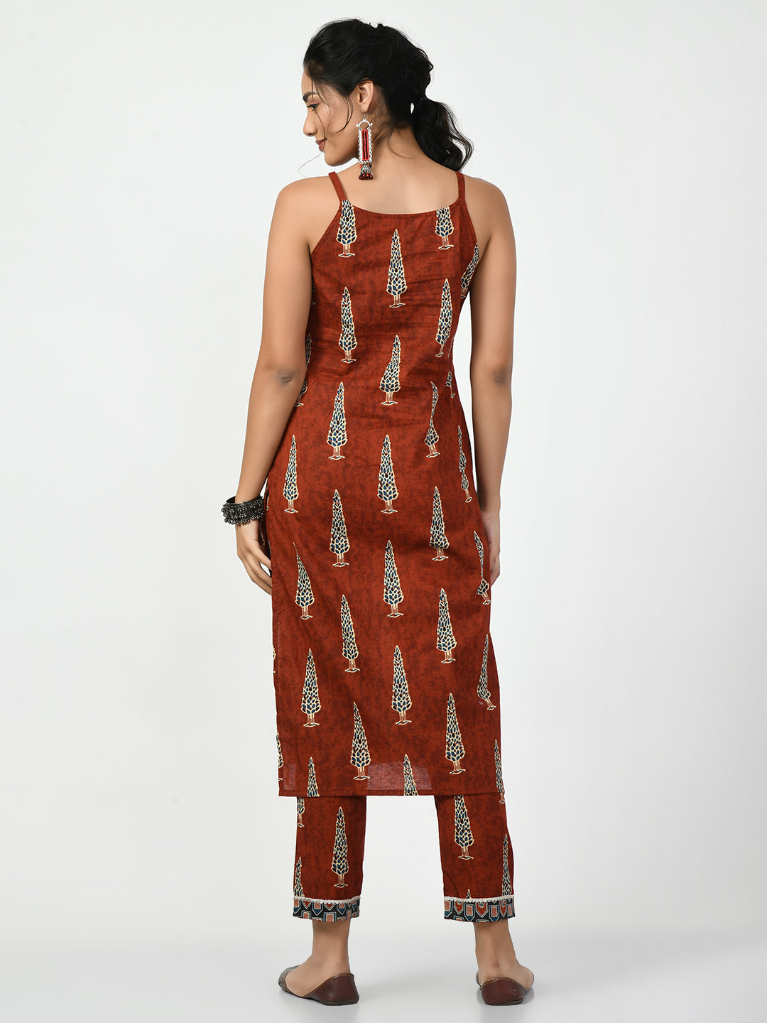 Women's Rust Straight Printed Kurta