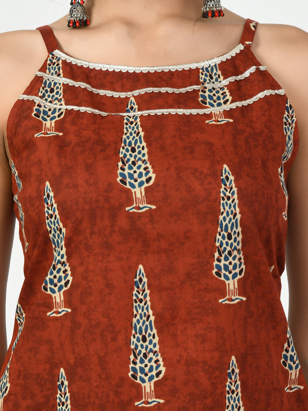 Women's Rust Straight Printed Kurta