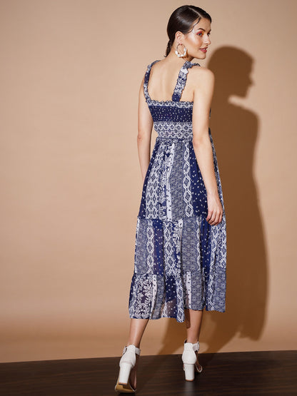 Women's Blue Geometric Dresses