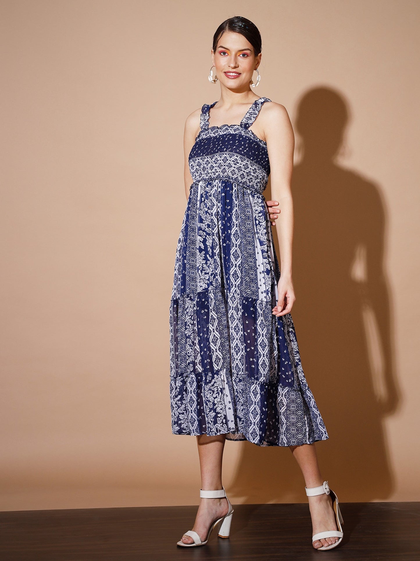 Women's Blue Geometric Dresses