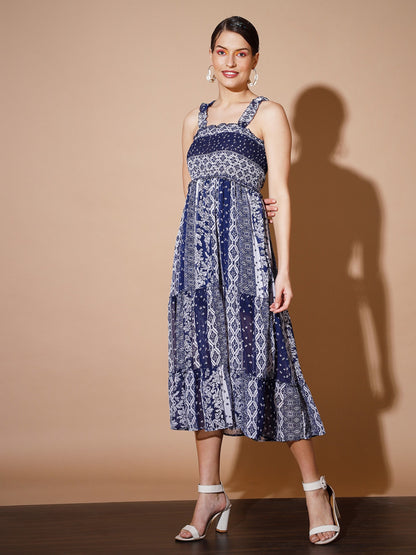 Women's Blue Geometric Dresses